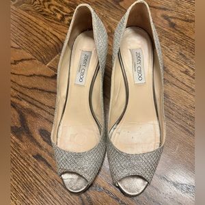 Jimmy Choo Gold Peep Toe Heels